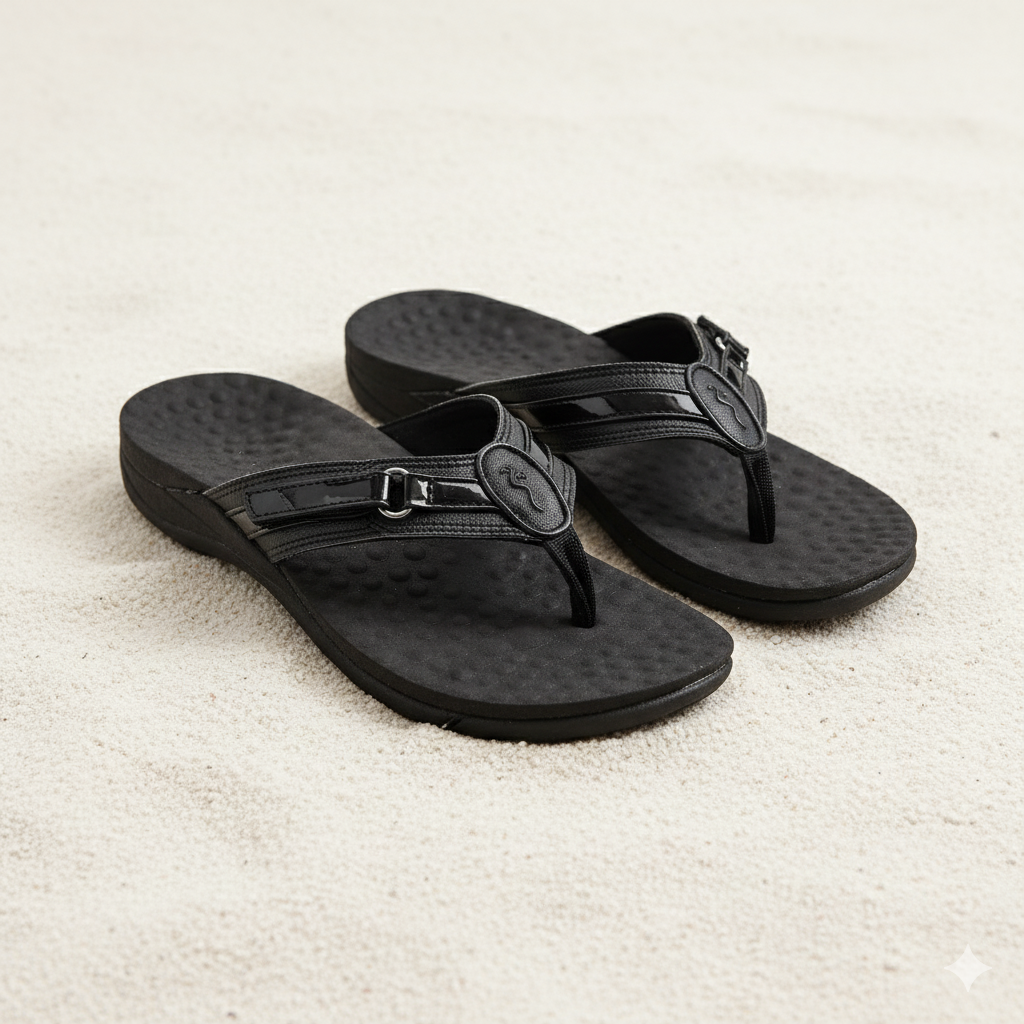 Footminders SEYMOUR Women's Orthotic Sandals - Orthopedic Arch Support Flip-Flops - Relieve Foot Pain Due to Flat Feet and Plantar Fasciitis