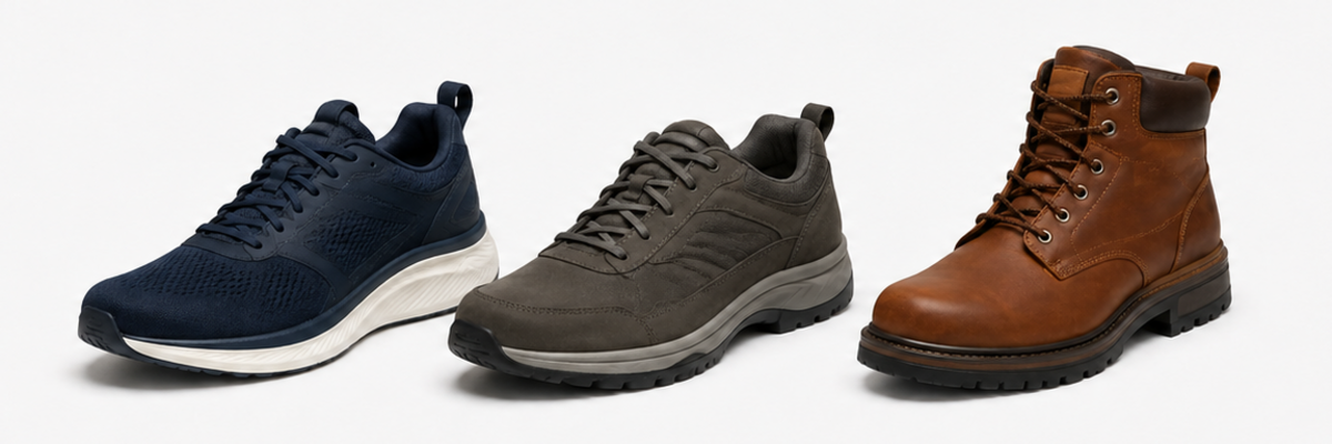 Sneakers, walking shoes or work boots